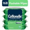 Cottonelle GentlePlus Flushable Wipes, 4 Flip-Top Packs, 42 Wipes per Pack (168 Total)