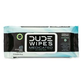 DUDE Wipes Flushable Wipes, Unscented XL Medicated Wet Wipes for Hemorrhoid Relief, 48 Count