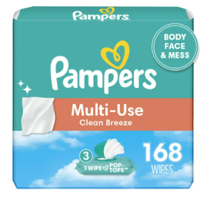 Pampers Baby Wipes Multi-Use Clean Breeze 3X Pop-Top Packs 168 Count