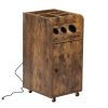 Beauty Salon Trolley;  Hair-dressing Tool Storage Cart with Hair Dryer Holders and Power Strip;  Rustic Brown